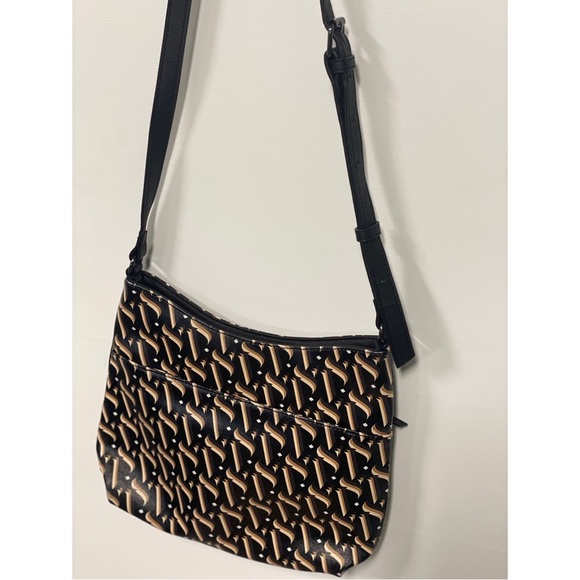 Simply Vera Vera Wang Faux Leather Crossbody Bag Black & Tan - Picture 4 of 8